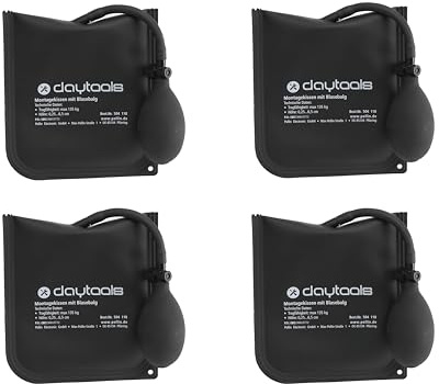 DAYTOOLS Montagekissen mit integriertem Blasebalg | 4 Stück | 135 kg Tragfähigkeit | präzise Höhenverstellbarkeit von 0,25 bis 6,5 cm | vielseitig einsetzbar für Türen, Fenster, Auto und mehr