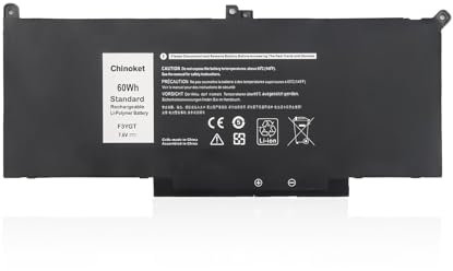 Chinoket F3YGT DM3WC Batterie pour Ordinateur Portable Dell Latitude 12 7000 7280 7290 13 7380 7390 P29S002 14 7480 7490 P73G002 E7280 E7290 E7480 2X39G KG7VF DM6WC KG7VF V4940 451-BBYE 453-BBCF