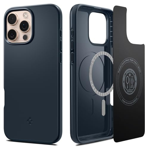 Spigen iPhone 16 Pro Hülle Thin Fit MagFit -Metal Slate | Kompatibel mit MagSafe, Military-Grade Schutz, Slim & Leicht, Einfache Montage