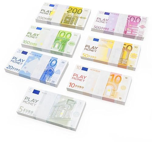 DHSUN 200 Faux Billets, Accessoires en Euros, Faux Billets en Euros pour Caisse enregistreuse pour Enfants, 10 Euros, Jouets de Shopping pour Enfants, boulier pour Enfants, ressources pédagogiques