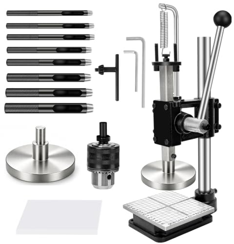 HONGYMA Lederpresse, Lederlochstanzer, Lederschneidemaschine, Handstanzmaschine für Heimwerker, Lederhandwerk, Stanzlöcher, Schneiden, Formen, Pressen, Installieren von Nieten und Druckknöpfen