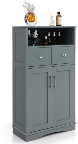 LIFEZEAL Meuble sur Pied pour Salle de Bain avec Tiroirs et 2 Étagères Réglables, Meuble de Rangement, Placard de Rangement pour Salon, Cuisine 60 x 30 x 108 cm (Noir)