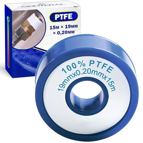 MONTERAL PTFE Teflonband Gewindedichtband 15m x 19mm x 0,20mm Wird in der Sanitären Technik zum Abdichten von Rohrgewinden und Fittings Verwendet