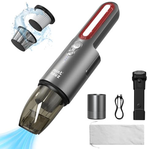Minthouz Handheld Vacuum Cleaner,Car Hand Held Vacuum Cordless,USB C Lightweight Portable Car Hoover with LED Light,Suction Powerful Pet Vacuum Cleaner,2 in 1 Mini Desk Hoover for Home