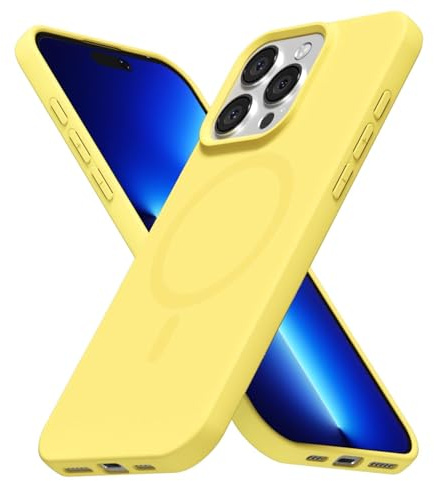 LoeoeL for iPhone 13 Pro Max Case Silicone Mag Safe, Compatible with Magsafe Ultra Slim Thin Magnetic Phone Case for Women Girls, Soft Rubber Gel Matte TPU Solid Color Minimalist Cover, Yellow