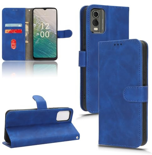 Rfvzubemok Compatible avec Nokia C32 4G Portefeuille à Rabat,Compatible avec Nokia C32 4G Kickstand Fermeture magnétique Blue