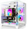 LXZ - Computadora de computadora AMD Ryzen 5 5600GT 6 core 3.6GHz, 16G DDR4 RAM, 512G NVME SSD, torre para juegos, hogar y oficina (blanco)