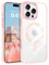 DOMAVER Transparente Coque Clear iPhone 16 Pro-Fin Magnétique Protection Militaire Antidérapante Case, [Compatible avec MagSafe], Etui Houssse Téléphone iPhone 16 Pro, Rose
