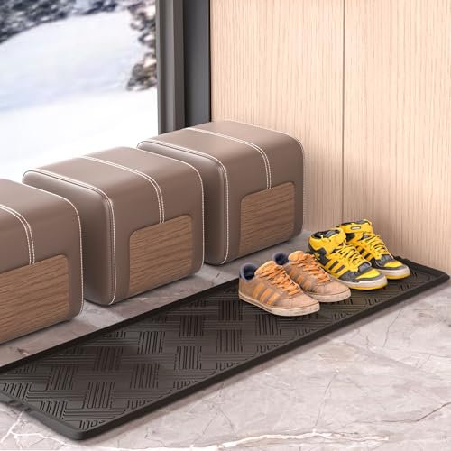 LFCONNECT Rubber Boot Tray, Shoe Trays for Entryway, Versatile Boot Mat Tray with Raised Edge, 47x16 Rubber Mat for Shoe Organizer Indoor/Outdoor Use