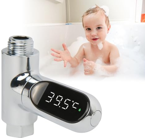 Shower Temperature Instant-Read Thermometer Display Shower Timer 360°Rotating Screen Led Water New Type Digital Gauge for Baby Kids Home Bathroom Kitchen