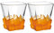 Boxonly Frosted Orange Glass Tumbler Set of 2-300ml Ice Cube Design Glasses for Cocktails, Juice, and More - Handcrafted Lead-Free Whiskey Tumblers, Great for Gifting or Everyday Use