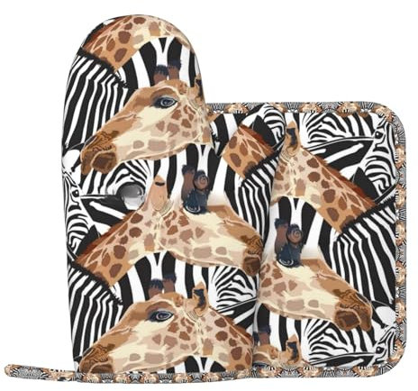 Zebra and Giraffe Silicone Oven Gloves and Pot Mat Cooking Multifunctional Oven Gloves Kitchen Supplies