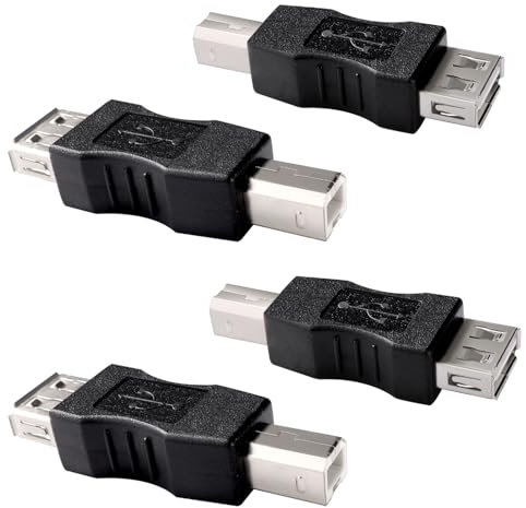 KUOQIY 4 PCS USB A to B Adapter, USB 2.0 A Female to B Printer Male Converter, for Printer Fax Machine Scanner and More