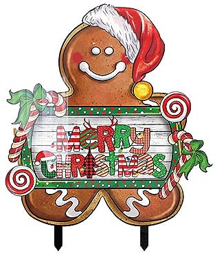 LfrXtra Weihnachtsdekorationen Freien Weihnachtsdekorationen Weihnachten Lebkuchen Man Yard Stakes Weihnachts Yard Schilder Für Hausgarten Vorgarten Rasenweg