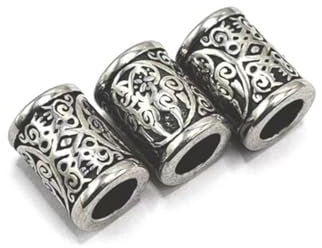 Wuzdy 3 Stück Edelstahl Wikinger Bartperle, Haar Bartperlen Flechten, Innendurchmesser 6 mm, für Haar Flecht Armband Anhänger Halskette Silber DIY Schmuck Haarschmuck, Baum, Vintage Silber