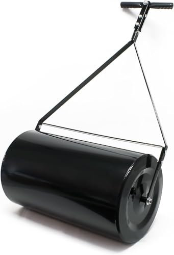 Kombinierte Poly-Rasenwalze zum Schieben/Schleppen mit leicht drehbarem, angebundenem Stecker. Robuste Rasenwalze aus Eisen zum Hinterherziehen für ATVs, für Rasen und Traktoren (14 x 24 Zoll, 60 l/
