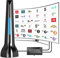 TV Aerial Indoor, Freeview Indoor TV Aerial with 560+ Miles Range, 360° Reception Magnetic Base, Support VHF/UHF/DAB Radio -All TVs