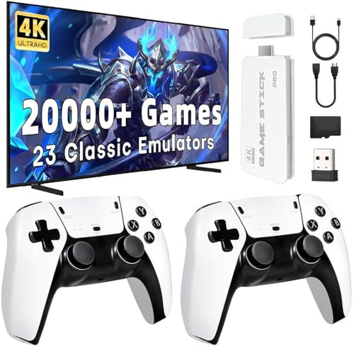 NOBES Console de Jeux Retrogaming, Game Stick Console Portable avec 20.000+ Jeux Vidéo Classiques, 2 Contrôleurs, Plug & Play HDMI TV, Cadeau pour Famille et Adultes