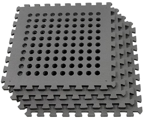 Actiasmat EVA Safety Mat Set for Climbing Frames and Trampolines, 32 Interlocking Tiles, Black, 52 x 52 cm