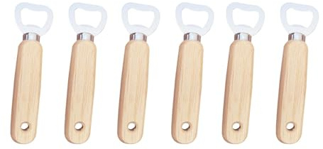 6 PCS Bottle Openers, Wooden Handle Beer Wine Openers for Parties Bar Home Use