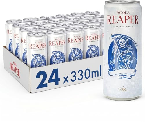 Acqua Reaper Sparkling Water 24er Pack | Natürliches Alpenwasser mit Kohlensäure – Sprudel Mineralwasser in Aluminium Getränkedosen (24 x 0,33l Dose) – Ohne Zucker & Inkl. Pfand EINWEG