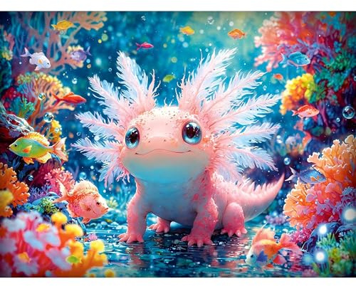 luckyarina Axolotl Diamond Painting Erwachsene-5D Diamond Painting Axolotl, Tiere Diamant Painting Bilder Crystal Arts Crafts für Home Wand Décor 30x40cm