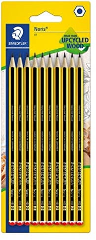 STAEDTLER Bleistift Noris 120, Made from Upcycled Wood, Härtegrad HB, Rutschfeste Soft-Oberfläche, hohe Buchfestigkeit, hohe Qualität Made in Germany, Blisterkarte mit 10 Stück, 120-2BK10D