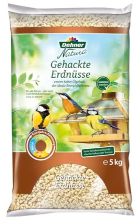 Dehner Natura Premium Wildvogelfutter, gehackte Erdnüsse schalenfrei, Ganzjahresfutter proteinreich / energiereich, hochwertiges Vogelfutter für Wildvögel, 5 kg