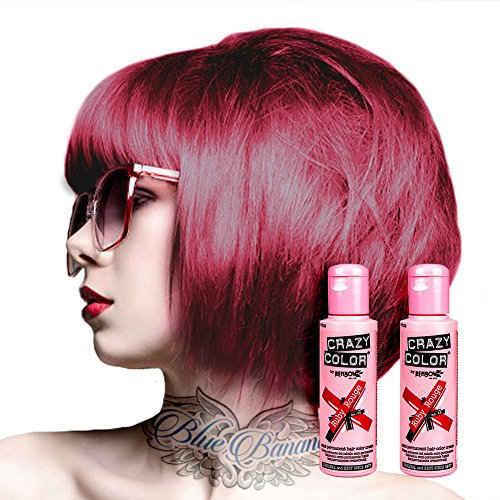 2x Crazy Color Semi-Permanente Haarfarbe 100ml (Ruby Rouge - Rubinrot)