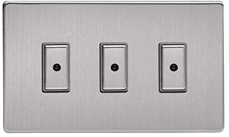 Varilight JDSE103S Dimmer Switch 3 Gang Brushed Steel
