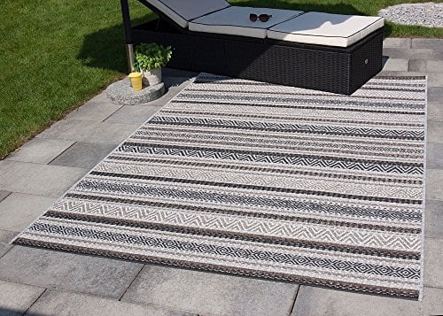 Steffensmeier In- und Outdoor Teppich Varberg für Terrasse und Balkon in Beige Grau Kunststoff, Ökotex Zertifiziert, Größe: