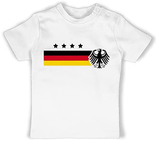 Baby T-Shirt Mädchen Jungen - 2026 Fussball WM Fanartikel - Deutschland Adler Germany Schwarz Rot Gold 4 Sterne - 18/24 Monate - Weiß - Fan Shirt em Tshirt 2024 Europameisterschaft German Shirts