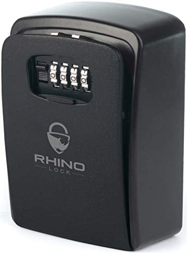 Rhino Lock XL - Schlüsseltresor mit 4-stelligem Zahlencode, Safe für Schlüssel & Geld, Outdoor für Haus, Garage, Schule (Groß - Schwarz)