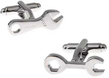 KnBoB Men Cufflinks Spanner Silver Cufflinks Tuxedo Shirts Cufflinks