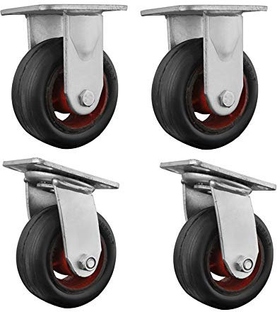 YJDQJL Casters,4 Pieces Heavy Iron Core Rubber Furniture Casters,Scaffold Industry Mute Brake Wheel,Replace Accessories Castor Wheels Noiseless Mute/D / 5in