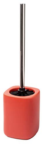Baroni Home Porte Brosse Toilette en Céramique, Support de Brosse WC Design Moderne, Brosse de WC Originale, Hygiénique, Antibactérien, 10,5x10,5x41 cm, Rouge
