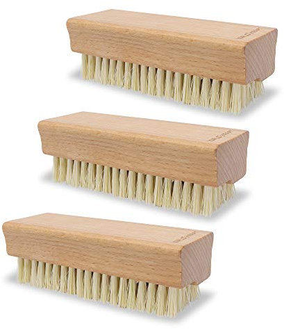 WALDKRAFT Nagelbürste Holz | Hochwertige Reinigungsbürste aus Buchenholz| Handwaschbürste Made in Germany (3, 2-stufig Fibre)