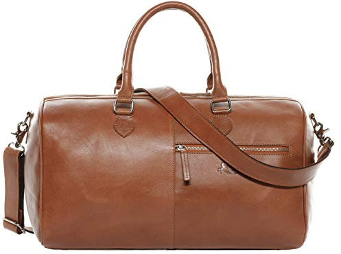 SID & VAIN große Weekender echt Leder - Sporttasche Seattle 46 cm - Reisetasche Handgepäck mit Schultergurt - Ledertasche Herren und Damen braun handgefertigt