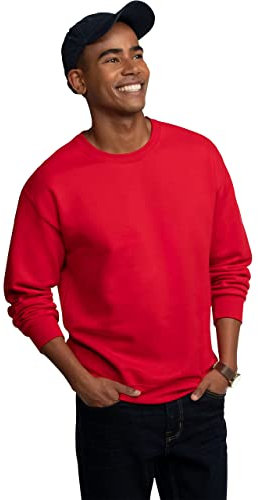 Fruit of the Loom Men's Eversoft Fleece Crewneck Sweatshirts, Moisture Wicking & Breathable, Sizes S-4x Shirt, Red, L