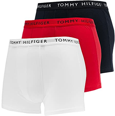 Tommy Hilfiger Herren 3er Pack Boxershorts Trunks Unterwäsche, Mehrfarbig (White/Desert Sky/Primary Red), XXL