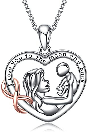 YAFEINI Mama Geschenke für Mütter Mutter Tochter Kette Sterling Silber Mutter Halskette mit Infinity Herz Anhänger Halskette Muttertagsgeschenk für Mütter