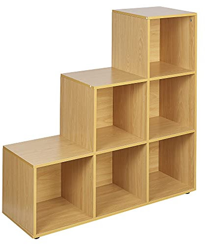Naples 6 Cube Step Storage Bookshelf Unit (Beech)