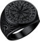 FaithHeart siegelring für herren damen Vintag Kompass Fingerring Retro Skandinavischer Vegvisir Fingerring mit Rune für Paar Pärchen