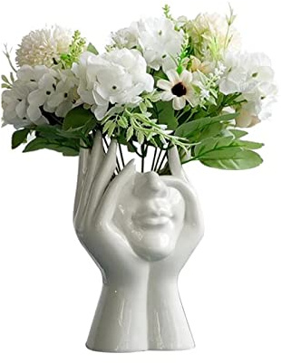 Yundxi Keramik Gesicht Vase Blumenvase Minimalistischen Stil Keramikvasen für Home Office Dekor