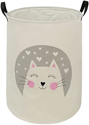KUNRO Großer Aufbewahrungskorb, Spielzeugbox, Wäschesack, Korb, Geschenk-Organizer, Truhe, wasserdichte Beschichtung, Organizer, Mülleimer, Wohnheim, Kinderzimmer (Katze)