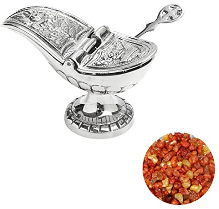 NKlaus Set 1x Navette d'encens Argent 1x cuillère 1x Salomo 100g mélange d'encens 40702
