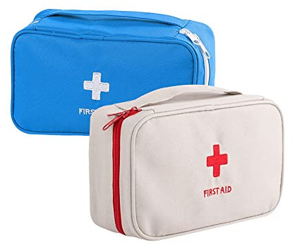 XINGSUI 2 Piezas Bolsa botiquin vacia,Botiquín de Primeros Auxilios Portátil,para el Hogar,Camping, Aire Libre(Azul,Gris)