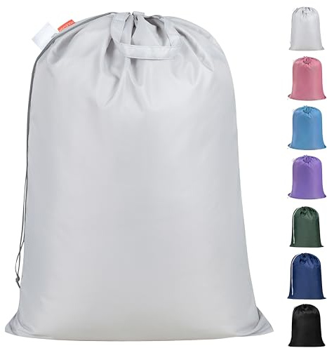 Polecasa Extra Heavy-Duty Laundry Bag 28x36”- Large Storage Bag with Reinforced Handles & Drawstring Closure for College Dorm Travel - Silver