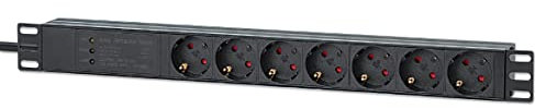 Intellinet 19 7-fach Steckdosenleiste/PDU, Schutzkontakt, 1 HE, mit Überspannungsschutz, 715140