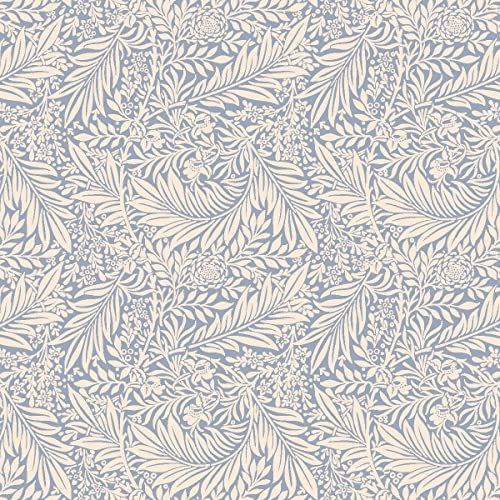 Cotton Fabric - William Morris Larkspur Azure Blue & White Floral - Craft Fabric Material Metre